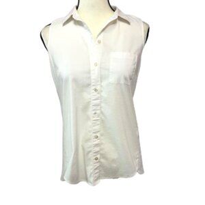 J. Jill White Shirt Collection Sleeveless Button Down Stretch Top Size XS #1919